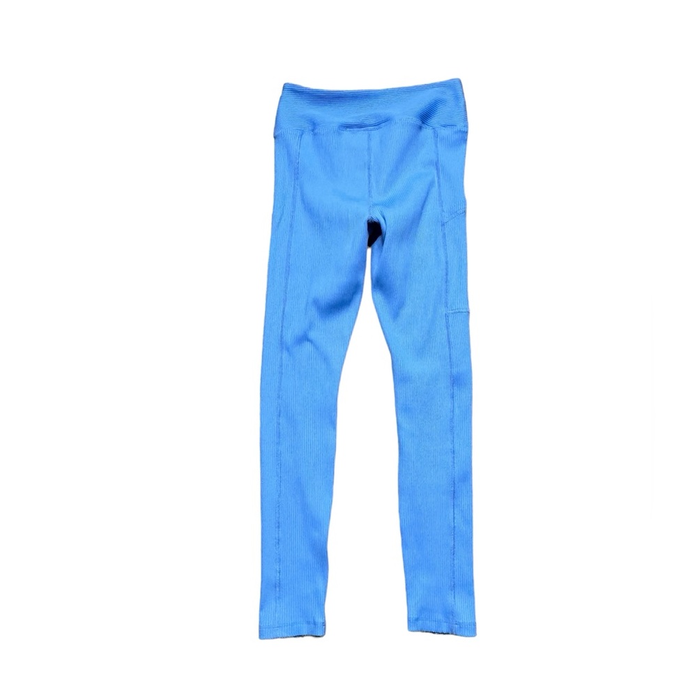 Year Of Ours Ribbed Pocket Leggings Womens Size Large High Waisted Blue Athletic - Picture 3 of 10